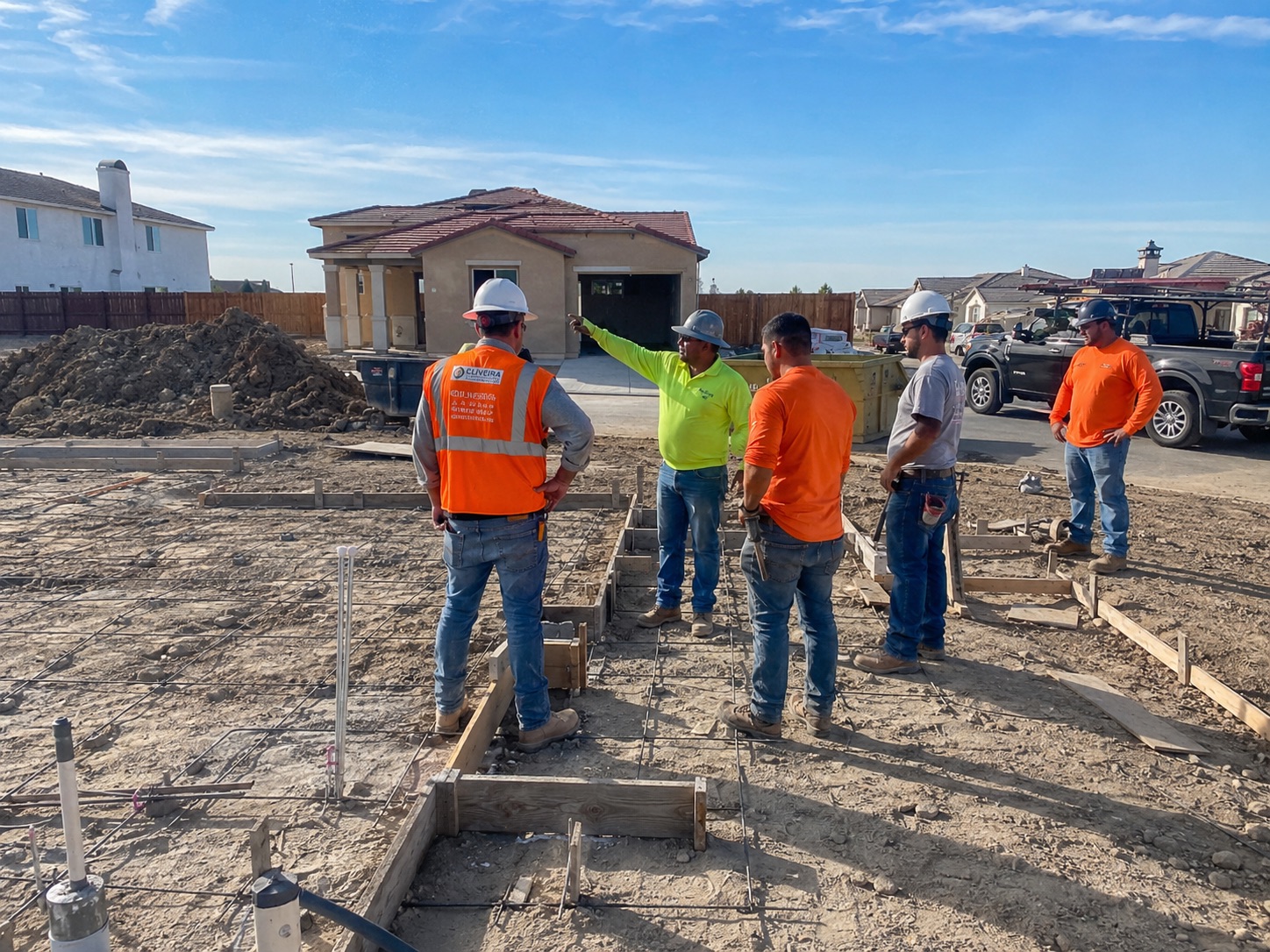 Stockton Elite Concrete crew coordinating an on-site concrete pour